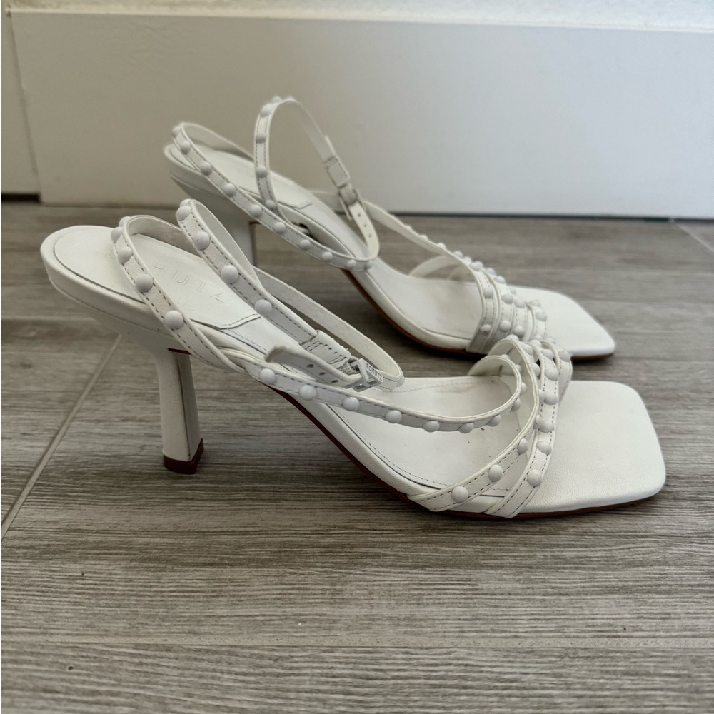 Schutz White Kitten Heel with Ankle Strap - Size 7.5